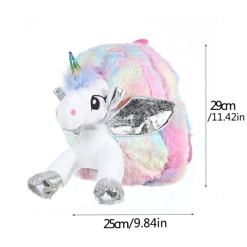 YQ unicornio mochila de felpa para niños lindo de dibujos animados bolsa de la escuela (2)