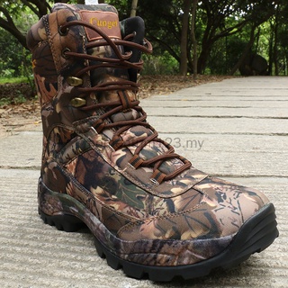 Los hombres de camuflaje botas de senderismo Anti-aplastamiento Anti-piercing botas de seguridad de alta ayuda al aire libre botas de caza botas de pesca botas impermeables botas de combate botas de los hombres zapatos de camuflaje botas tácticas Z4Ka
