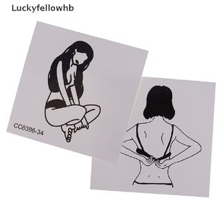 [Luckyfellowhb] 5 Sheets Little Vintage School Women Black White Face Temporary Tattoo Sticker [HOT] (7)