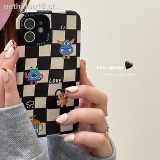 ✢☏✟[In stock] iPhone 13 Cartoon chessboard lattice suitable for Apple 12 mobile phone case iphone13 new 11promax protective case silicone XS / XR fall proof 7p female 8plus male creative ins wind net red all inclusive soft case