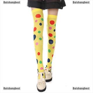 [bsb] 1 par de medias de punto coloridas/medias de payaso/calcetines altos de muslo/calcetines largos