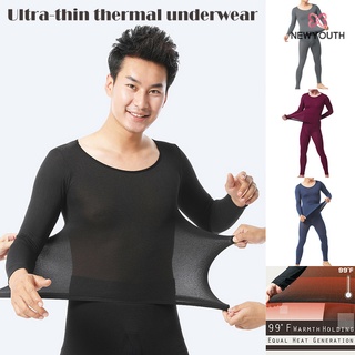 Men Seamless Elastic Thermals Inner Wear Constant Temperature Ultra-thin Underwear Suit Top Pants (1)