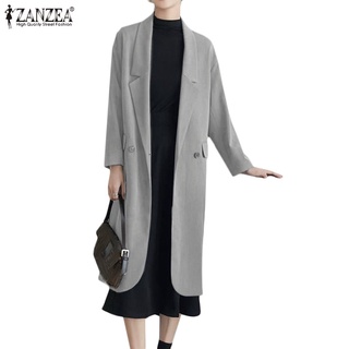 Zanzea abrigo para mujer con cuello alto/Manga larga/retro/suave/Casual