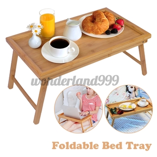 Portátil de bambú portátil mesa de cama bandeja de escritorio desayuno servir con patas plegables WL