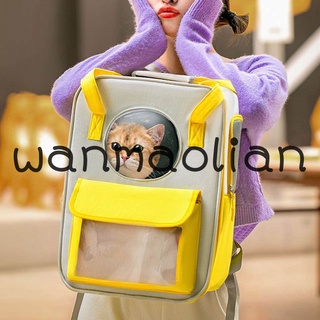 Wanmaolian - mochila para gatos (tridimensional, transpirable, portátil, transporte de mascotas, senderismo, para exteriores)