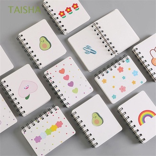 TAISHA Simple Mini Pocket Book Kawaii Diary Book A7 Notebook Portable Flower Writing Pads Korean Stationery Cartoon Blank Paper Coil Notepad