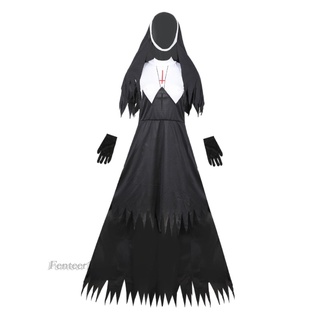 [FENTEER1] Conjunto de Cosplay de fiesta de Halloween para mujer, diseño de monja Medieval