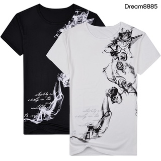 [DREM T.sh] Chinoiserie impresión de tinta moda O-cuello de manga corta hombres verano camiseta Top Tee