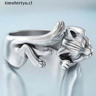 [timehtrtyu] anillo de plata con forma de gato de fortuna para mujer joyería gif cl