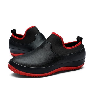 Spd9095 Chef zapatos de cocina especial zapatos impermeable antideslizante zapatos de agua botas de lluvia hombres y mujeres de Catering a prueba de aceite negro Leath j2Xp (5)