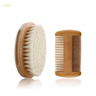 Afterbl Baby Wooden Brush Newborn Natural Wool Comb Hair Brush Infant Head Massager