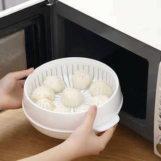 vaporizador de horno de microondas de una sola capa de plástico redondo vaporizador de microondas con tapa herramienta de cocina