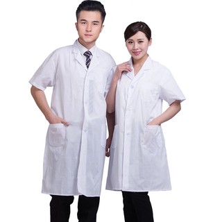 Ropa médica‍⚕️‍⚕️Abrigo de laboratorio blanco, manga larga de manga corta macho y mujer experimento químico abrigo de laboratorio, farmacia food lab coat (1)