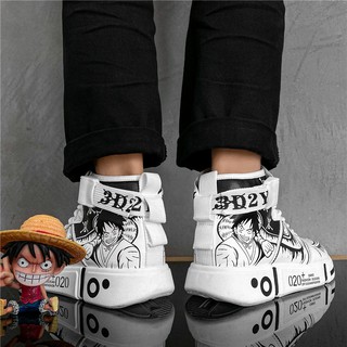 [Disponible En Inventario] Zapatos Deportivos Blancos De Una Pieza Anime Monkey·D·Luffy Durables Cómodos Y Transpirables (4)