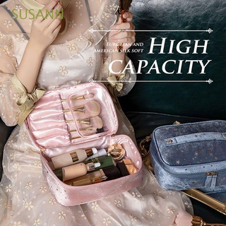 SUSANN Women Makeup Bag Soft Toiletry Case Velvet Cosmetic Bag Travel Bronzing Star Wash Handbags Storage Bags Large Capacity Lipstick Bags/Multicolor