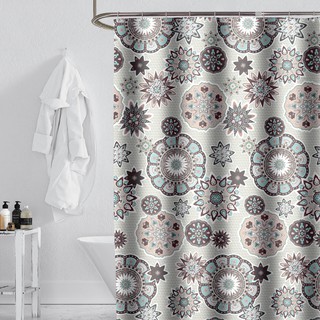 Cortina de ducha de poliéster grueso con patrón bohemio, resistente al agua, para baño, cortinas de ducha (con anillos de gancho)