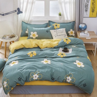 Lavada cama de algodón de cuatro piezas individual y doble estudiante suministros dormitorio de tres piezas edredón cubierta de la sábana (7)