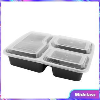 10 unids/Set negro desechable 3 compartimentos rectangulares para almuerzo cajas de comida176347 (1)