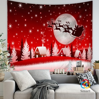 Christmas Tapestry Hanging Polyester Large Size Christmas Elements Wall Decal Themed Ornament for Room Bar New (3)