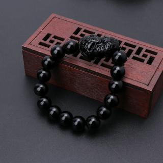 Unisex Feng Shui obsidiana piedra riqueza Pi Xiu negro pulsera atraer riqueza y buena suerte (2)