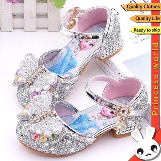 Los niños de la princesa zapatos de Frozen Elsa zapatos de moda sandalias de cristal mariposa zapato de los niños niñas zapatos de fiesta Kasut kanak-kanak