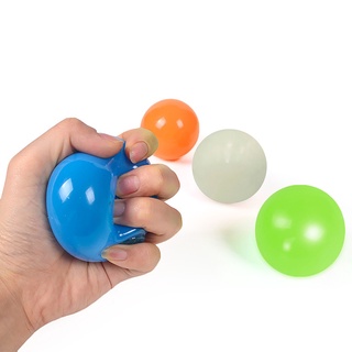 MERCY Family Games Squash Ball Throw Stress Globbles Sticky Target Ball Stick Wall Children's Toy 65mm Luminous Classic Kids Gifts Decompression Ball/Multicolor (4)