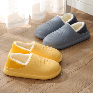 Zapatillas de algodón impermeables mujer interior caliente zapatillas pareja hogar fondo grueso de fondo suave zapatillas de algodón