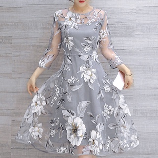 vestido de fiesta de boda con estampado floral de organza de verano para mujer/vestido de fiesta de fiesta/vestido de cóctel