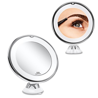 GROCE 10X Magnifying Makeup Mirror with Light 360 Degree Rotation Powerful Suction Cup Portable LED Cosmetic Tabletop Bathroom Traveling Mirror (4)