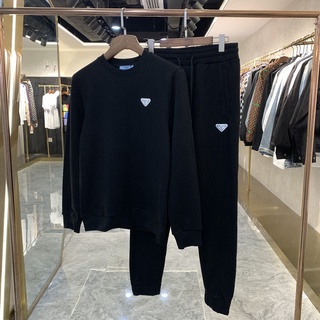 【ready stock】8532 Trendy Brand Casual Pants Men's Cotton Loose-Fitting Trousers Triangle Logo Trendy Sports Trousers Suit