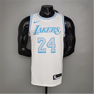 nba baloncesto jersey new lakers bryant # 24 blanco edición limitada retro collar redondo