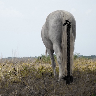 (superiorcycling) 110 cm caballo cola de caballo extensiones trenzadas repelente de pelo de caballo cola de mosquito