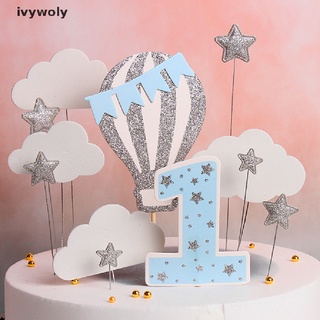 ivywoly number toppers baby shower decoración de cumpleaños globo de aire caliente nube pasteles cl (4)