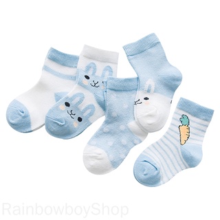 5 pares de calcetines de bebé de malla de verano de algodón de dibujos animados de animales de impresión de niños niñas niños niños calcetines transpirables RainbowboyShop