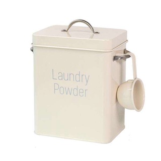 2x Laundry Powder Bin Washing Powder Storage Tin with Scoop & Airtight Lid Laundry Detergent Powder Storage Tin Box for Capsules Pots, Rice, Powder