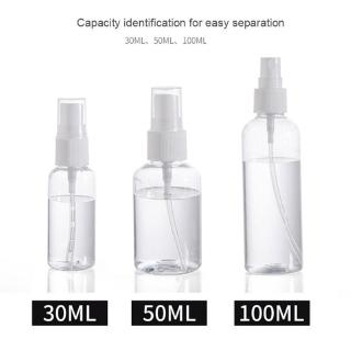 3pcs 30ml/50ml/100ml transparente vacío spray botellas de plástico mini contenedor recargable vacío contenedores cosméticos
