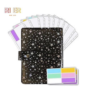 Star A6 Binder manga, para presupuesto, carpeta de bolsillo de bolsillo sobre cartera, presupuesto planificación bloc de notas, carpeta de sobres de efectivo
