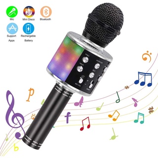 Micrófono inalámbrico de Karaoke Bluetooth de mano altavoz portátil casa KTV reproductor con luces LED de baile