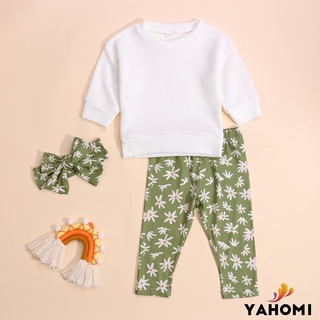 Yaho Kids otoño chándal de Color sólido manga larga sudadera + pantalones casuales + traje de diadema