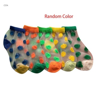 COA Kids Baby Crystal Fiber Crew Socks Contrast Colored Polka Dot Mesh Thin Hoisery
