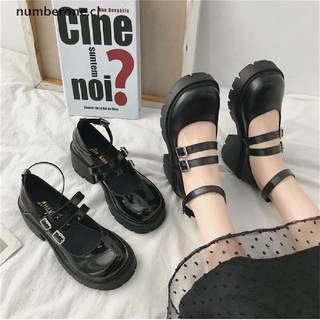 ONE Women PU shoes High heels lolita College Students Japanese style shoes retro Black High heels Mary Jane Shoes . (1)