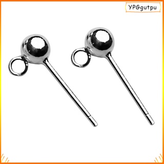 2 pares de pendientes de bola de plata esterlina con bucles para colgar pendientes de bricolaje (8)
