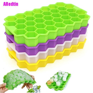 [aredtin] 37 cubos en forma de nido de abeja de silicona cubo de hielo bandeja molde contenedor de almacenamiento