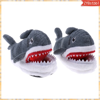 1 par de zapatillas de felpa cálidas de tiburón novedosos para el hogar, zapatillas de interior, regalos