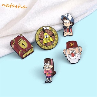 Natasha Magic Book tocadiscos joyería solapa Pin clásico personaje accesorios Anime Gravity Falls broches Pin (1)