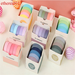 Ethereal01 5 rollos/caja set de cinta decorativa Washi color sólido cinta adhesiva linda álbum de recortes papelería artículos escolares