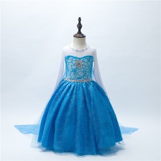 Baby Girs princesa Elsa vestido azul encaje vestidos de navidad fiesta Cosplay disfraz