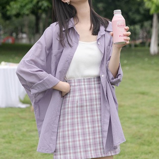 Traje De Falda De Dos Piezas Camisa Mujer Estudiante Versión Coreana Suelta + Verano A Cuadros De Las Mujeres De Una Sola Pieza/Su