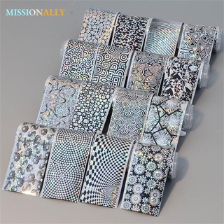 MISSIONALLY 16Pcs Women Transfer Stickers Fashion Manicure Decor Starry Sky Nail Foil Beauty New Laser Holographic Nail Art Decals