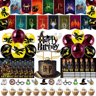 Harry Potter tema de fiesta de cumpleaños decoraciones conjunto de tarjeta de invitación Topper bandera fiesta necesidades de fiesta suministros de alta calidad